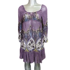 Fire Los Angeles Sheer Fairy Goth Dress Boho Purple Floral Lightweight Sz Medium